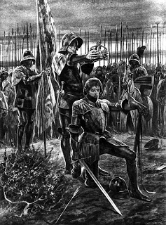 Enrique VII coronado en la batalla de Bosworth