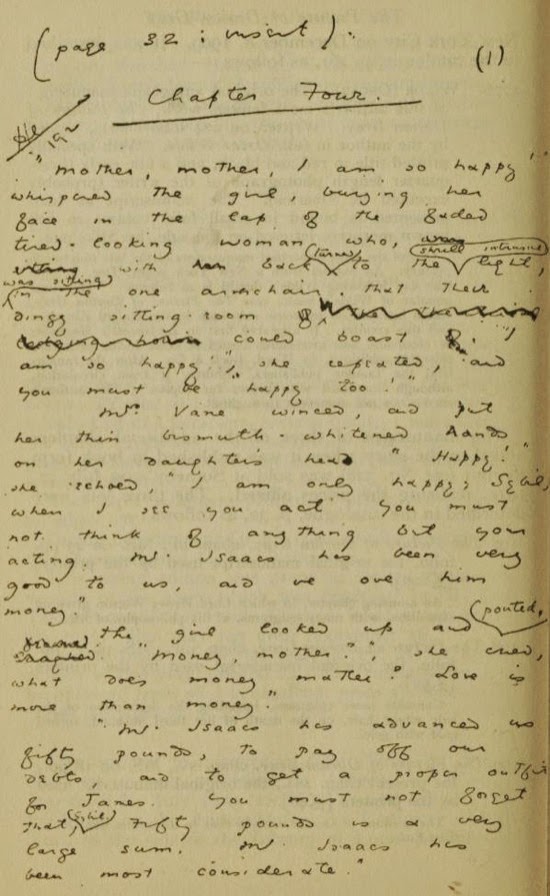 Página del manuscrito de El retrato de Dorian Gray