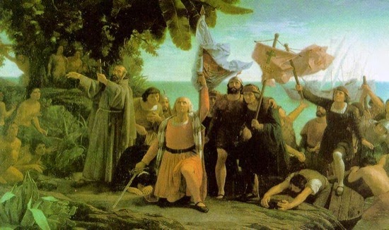 Primer desembarco de Cristóbal Colón en América, por Dióscoro Puebla