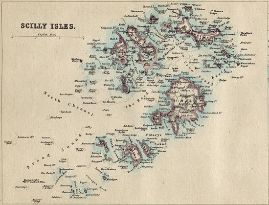 Mapa de las islas Sorlingas (1874)