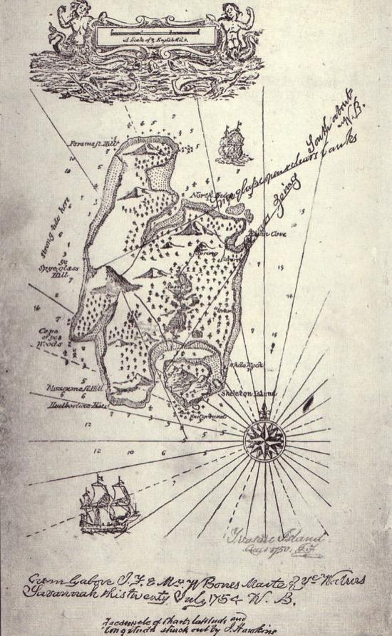 Mapa del tesoro creado por Robert Louis Stevenson.