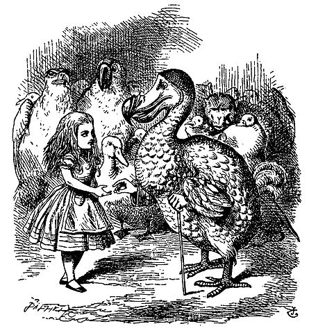 Ilustración de Alicia en el País de las Maravillas en la que se ve un dodo