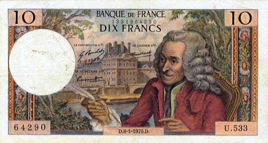 Voltaire, representado en un billete