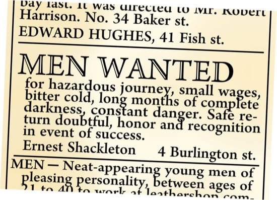 Shackleton nunca puso el famoso anuncio en el Times buscando hombres