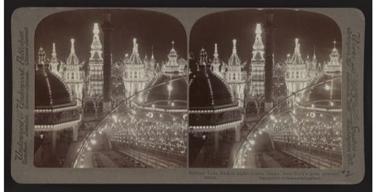 Imagen nocturna de Brilliant Luna Park, en 1904.