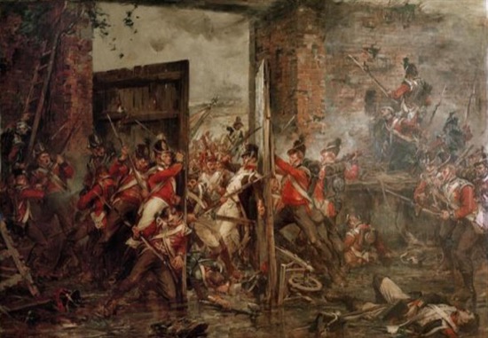 Cerrando las puertas de Hougoumont, de Robert Gibbs (1815)