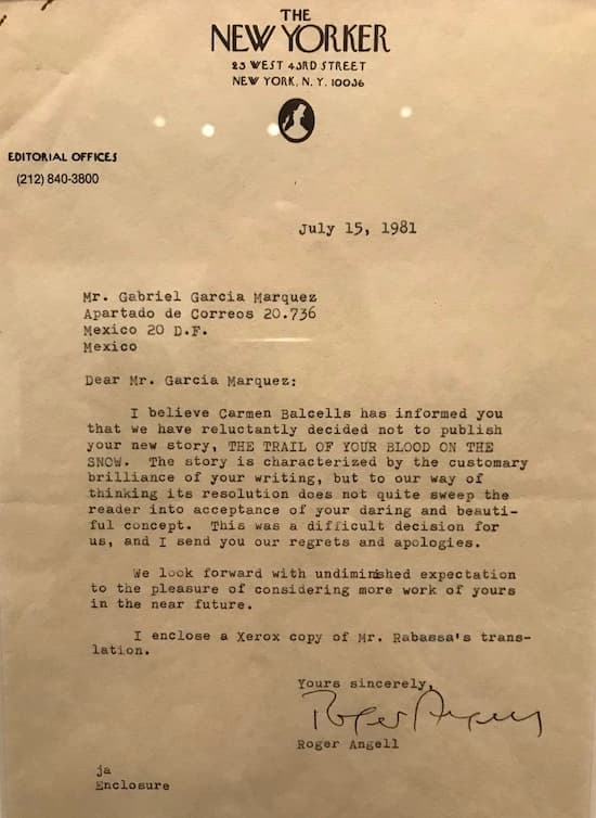 The New Yorker rechazó un relato de García Márquez unos meses antes de que ganara el Nobel